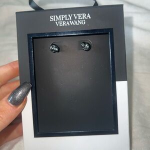 Simply Vera Vera Wang Black Stud Earrings Skull Skeleton NEW